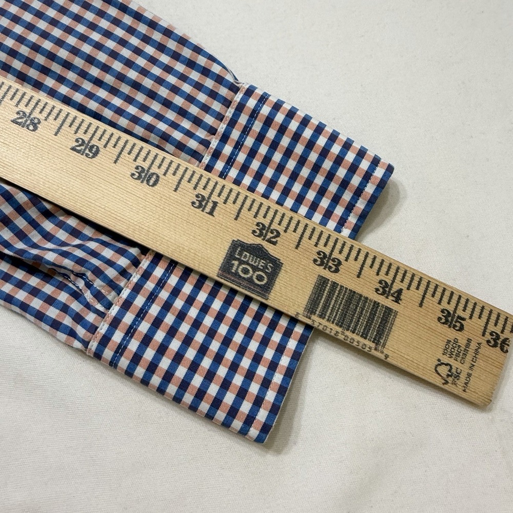 Banana Republic Non Iron Slim Fit Check Dress Shirt Mens Large Blue Orange - Picture 9 of 12